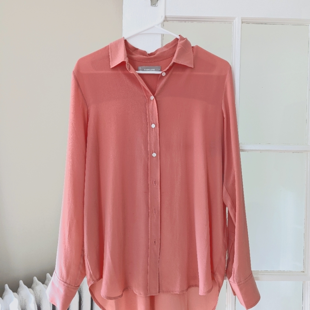 Everlane Peach Pink Silk Button-up sz 6